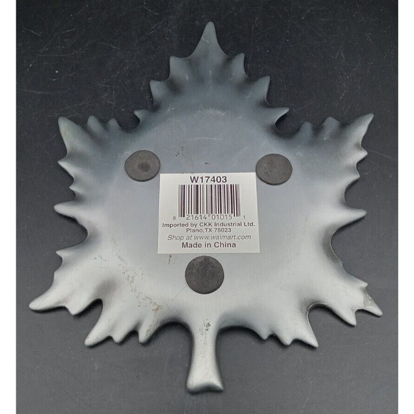 Very Pretty Silver Colored Metal Leaf Pillar Candle Holder Plate Dish - Picture 2 of 3